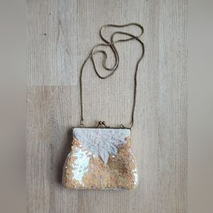 La Regale Gold and Cream Sequin Mini Bag